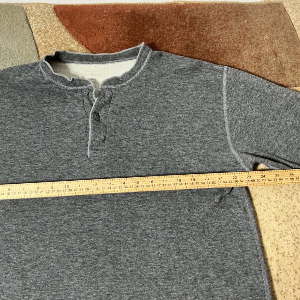 LL Bean Mens Henley Shirt Long Sleeve Gorpcore Waffle Lined Large RN71341 - Picture 5 of 7